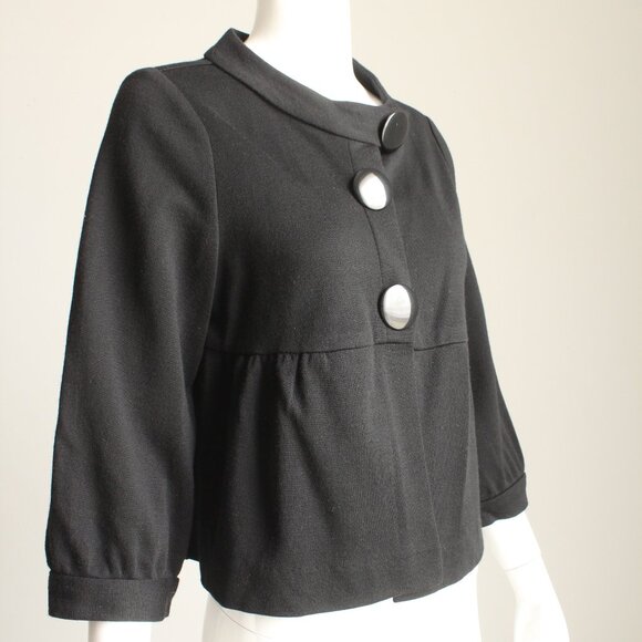 Alberto Makali Jacket Cropped Peplum Black Wool Blend Oversized Buttons - Picture 1 of 7